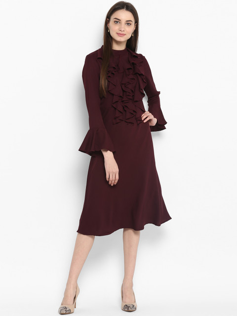 

StyleStone Women Maroon Solid A-Line Dress