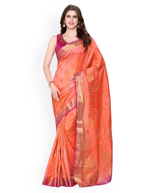 

MIMOSA Orange Art Silk Woven Design Kanjeevaram Saree