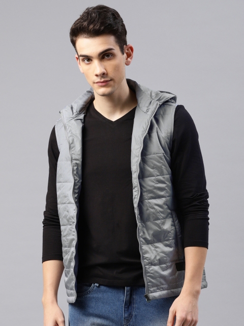

HRX by Hrithik Roshan Men Grey Solid Sleeveless Hooded Padded Jacket