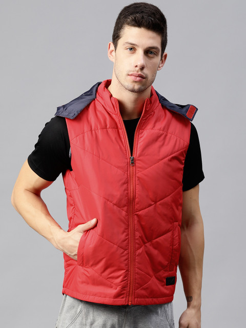 

HRX by Hrithik Roshan Men Red Solid Hooded Padded Jacket