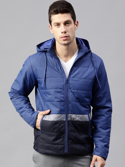 

HRX by Hrithik Roshan Men Blue Colourblocked Hooded Padded Jacket