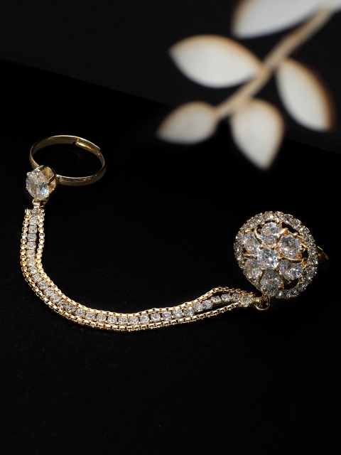 

Rubans Gold Toned Studded Ring