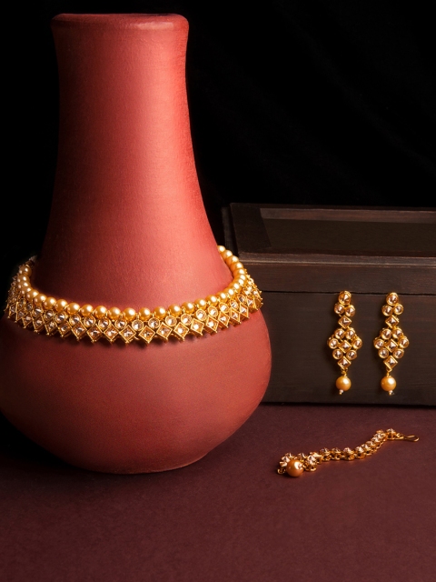 

Rubans Gold Plated Stone-Studded Beaded Jewellery Set