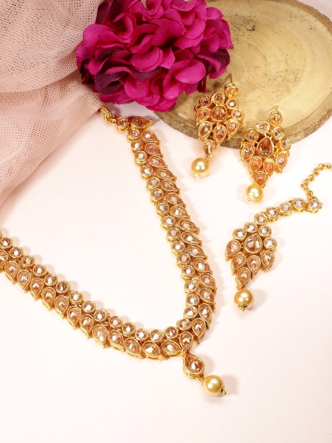 

Rubans Gold Plated Studded & Beaded Jewellery Set