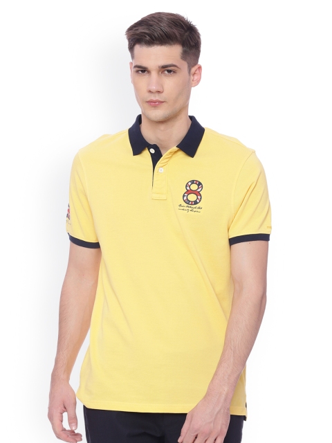 

Basics Men Yellow Solid Polo Collar T-shirt