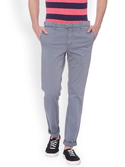 

Basics Men Grey Tapered Fit Solid Chinos