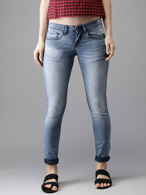

HERE&NOW Women Blue Skinny Fit Mid-Rise Clean Look Stretchable Jeans