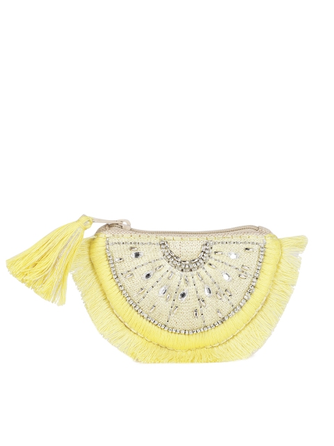 

Accessorize Yellow Embellished Clutch