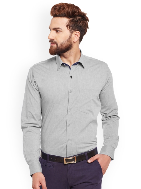 

Hancock Men Grey Slim Fit Solid Formal Shirt