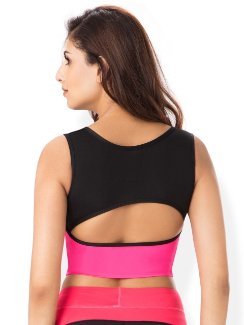 

Blush by PrettySecrets Pink & Black Solid Non-Wired Lightly Padded Sports Bra BAW0817SB07C