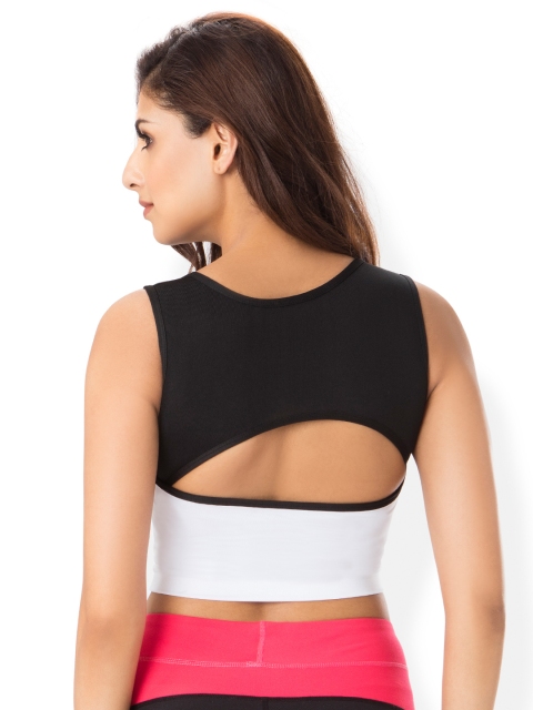 

Blush by PrettySecrets White & Black Non-Wired Lightly Padded Sports Bra BAW0817SB07B