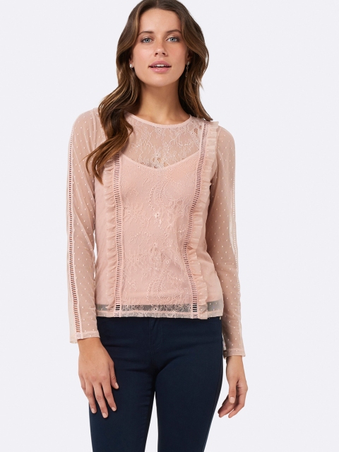 

Forever New Women Peach-Coloured Self Design Top