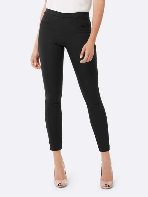 

Forever New Women Black Slim Fit Solid Regular Trousers