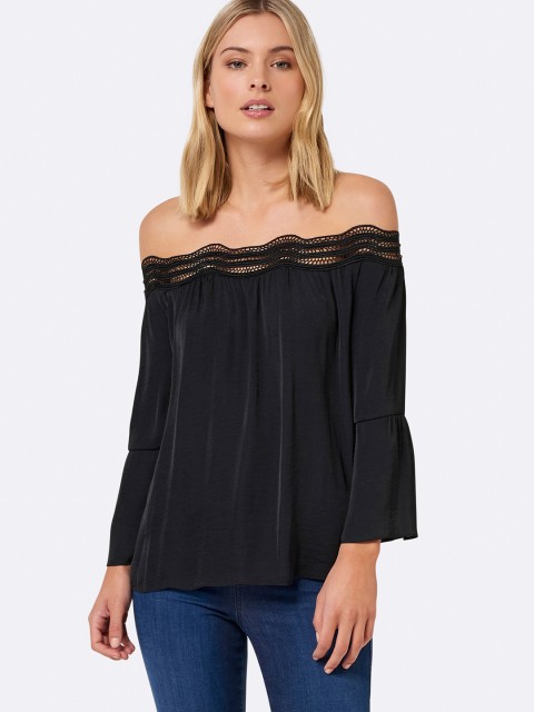 

Forever New Women Black Off Shoulder Solid Top
