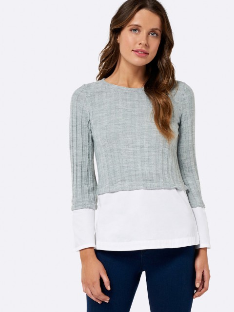

Forever New Women Grey Self Design Fitted Top