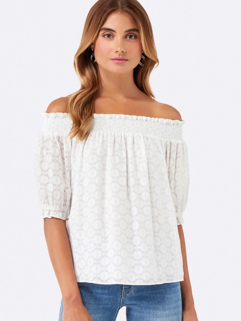 

Forever New Women White Self Design Top