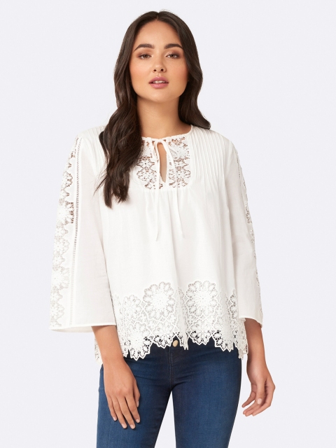 

Forever New Women White Self Design Top