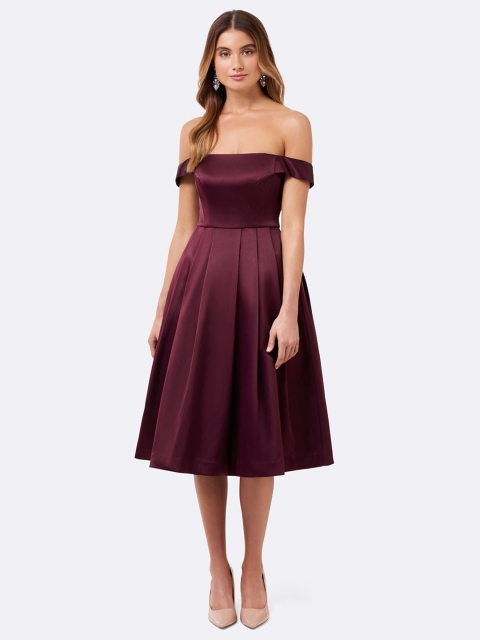 

Forever New Women Maroon Solid Fit and Flare Dress