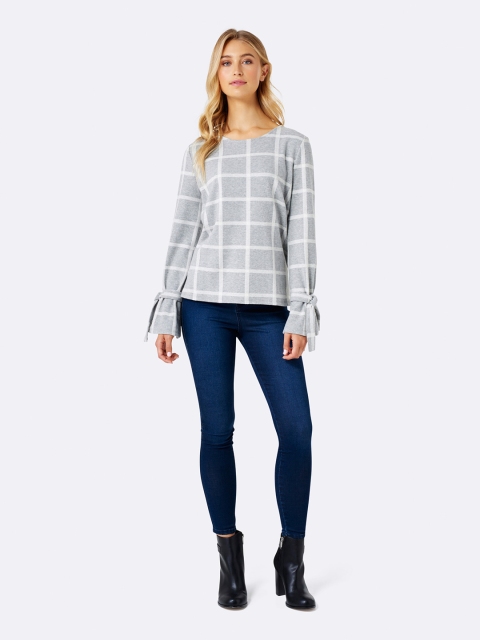 

Forever New Women Grey Checked Top