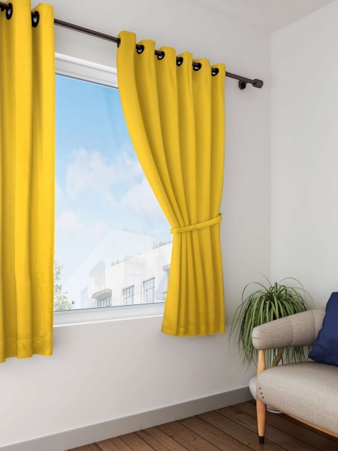 

Lushomes Yellow Solid Window Curtain