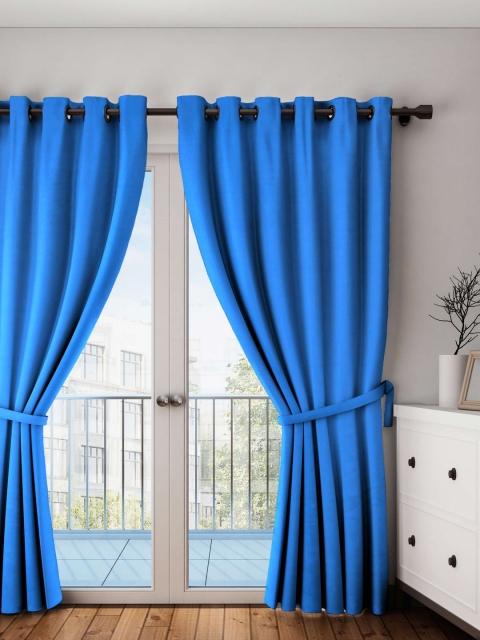 

Lushomes Blue Solid Door Curtain