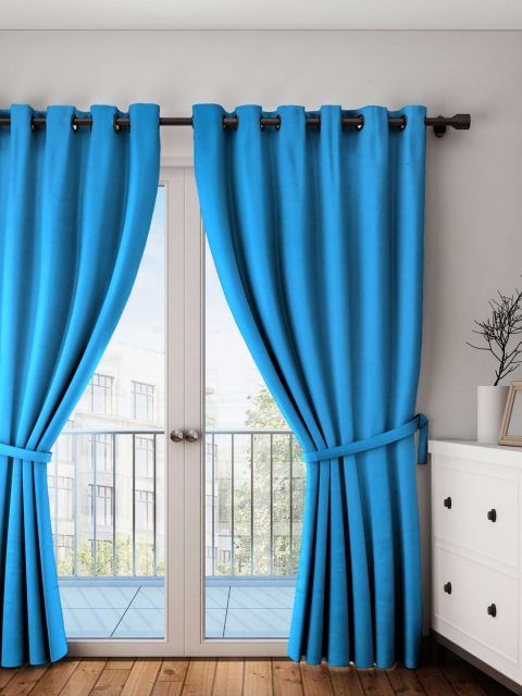 

Lushomes Blue Solid Window Curtain
