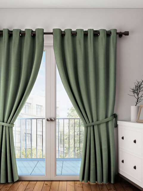 

Lushomes Green Solid Door Curtain