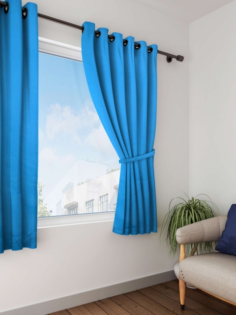 

Lushomes Blue Solid Window Curtain