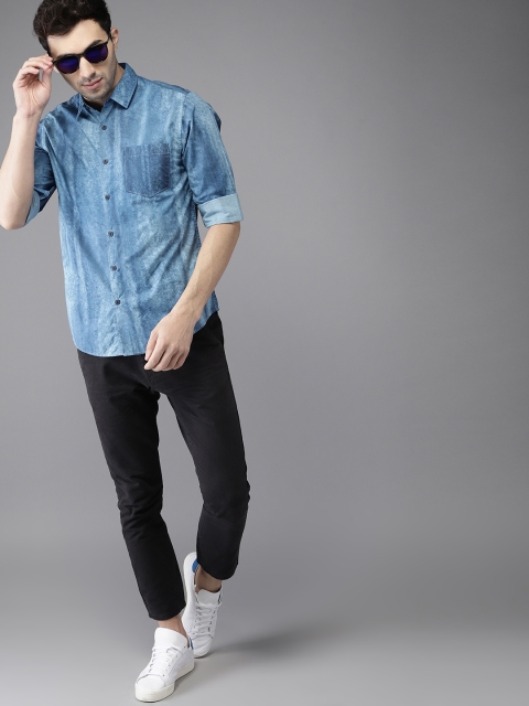 

HERE&NOW Men Blue Regular Fit Faded Casual Shirt