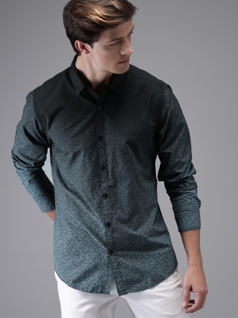 

Moda Rapido Men Black & Blue Regular Fit Printed Casual Shirt