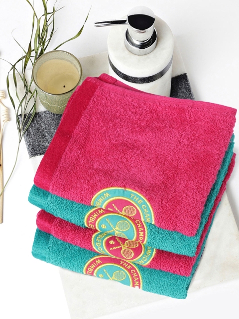 

SPACES Unisex Wimbledon Set of 4 Cotton 550 GSM Face Towels, Pink