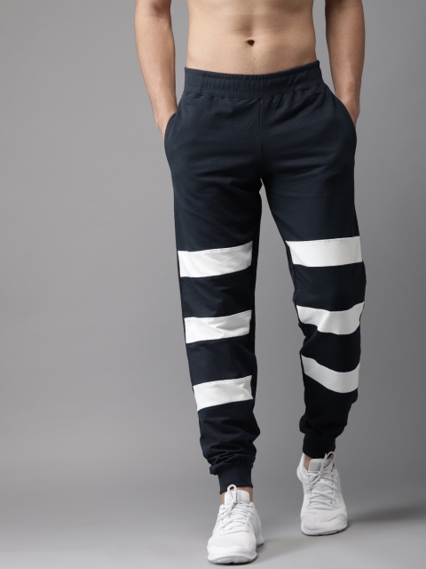 

HERE&NOW Men Blue & White Striped Track Pants