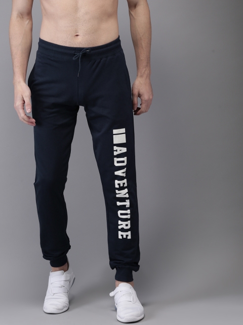 

HERE&NOW Men Navy Printed Joggers, Navy blue