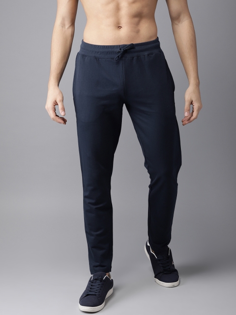 

HERE&NOW Men Navy Solid Straight Fit Track Pants, Navy blue