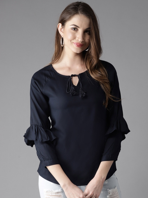 

Moda Rapido Women Navy Blue Solid Top