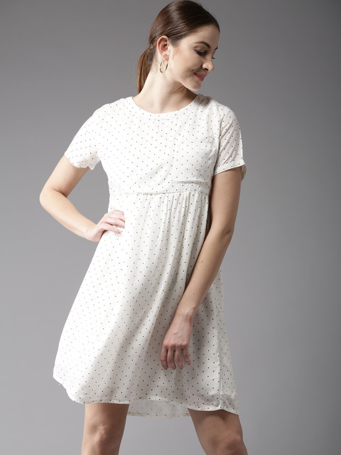 

Moda Rapido Women White Printed Empire Dress