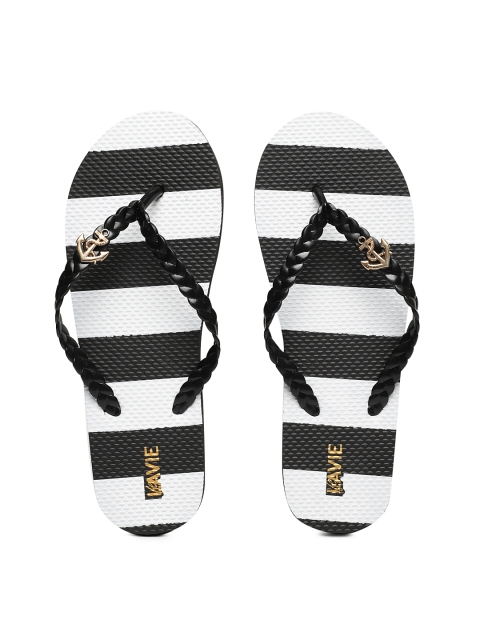 

Lavie Women Black & White Striped Thong Flip-Flops