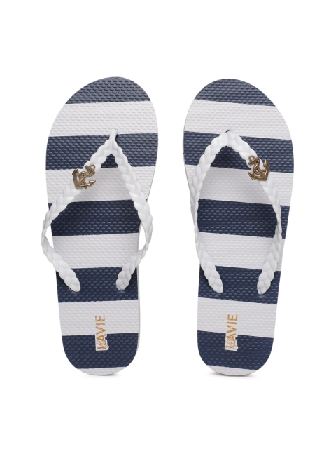 

Lavie Women White & Blue Striped Thong Flip-Flops