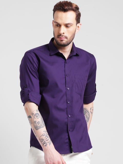 

Being Fab Men Purple Smart Slim Fit Solid Casual Shirt