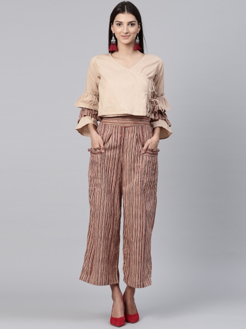 

Nayo Women Beige & Black Solid Top with Palazzos