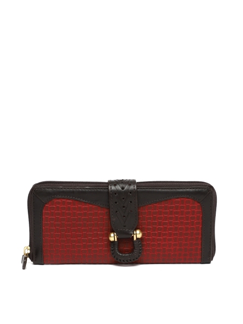

Hidesign Women Red & Brown Textured Zip Around Wallet