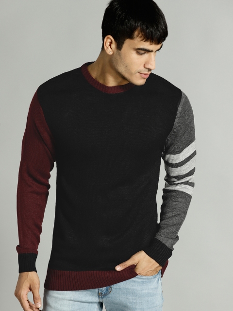 

Roadster Men Black Solid Pullover