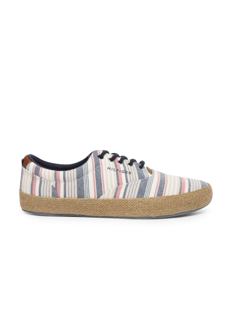 

Tommy Hilfiger Men White Blue & Red Striped Sneakers