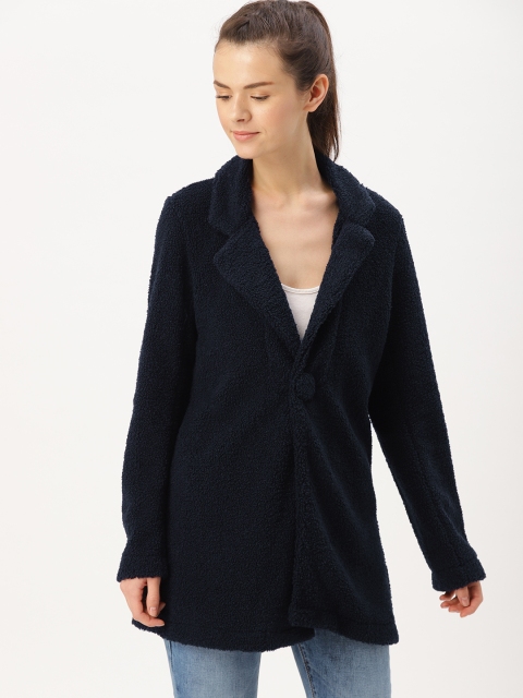 

DressBerry Women Navy Blue Solid Overcoat