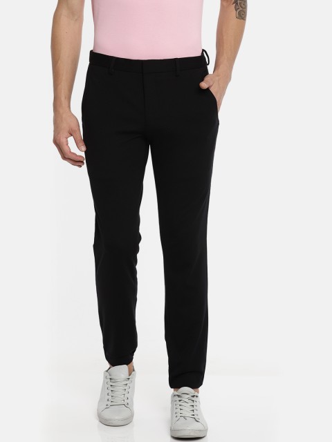 

Jack & Jones Men Black Slim Fit Solid Regular Trousers
