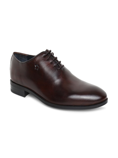 

Louis Philippe Men Brown Leather Hand Painted Formal Derbys