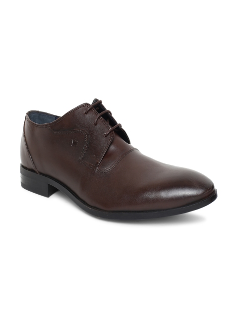 

Louis Philippe Men Brown Leather Hand Painted Formal Derbys