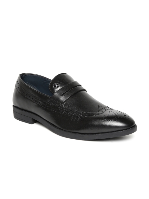 

Louis Philippe Men Black Semiformal Slip-On Leather Brogues