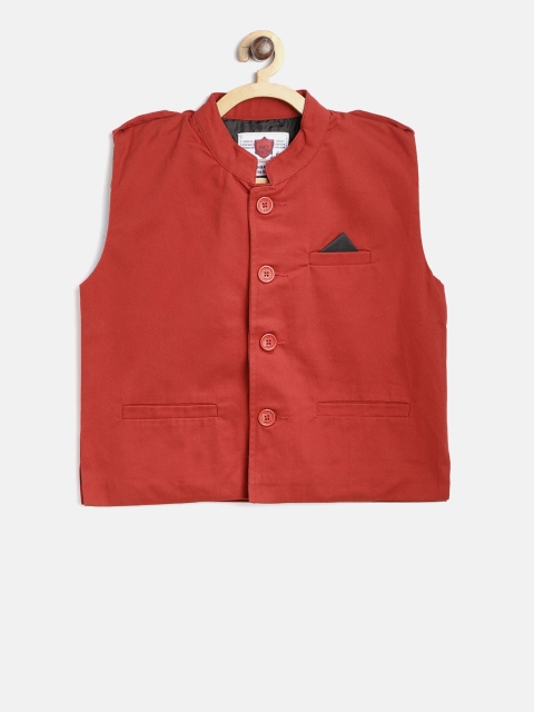 

612 Ivy League Boys Red Pure Cotton Nehru Jacket