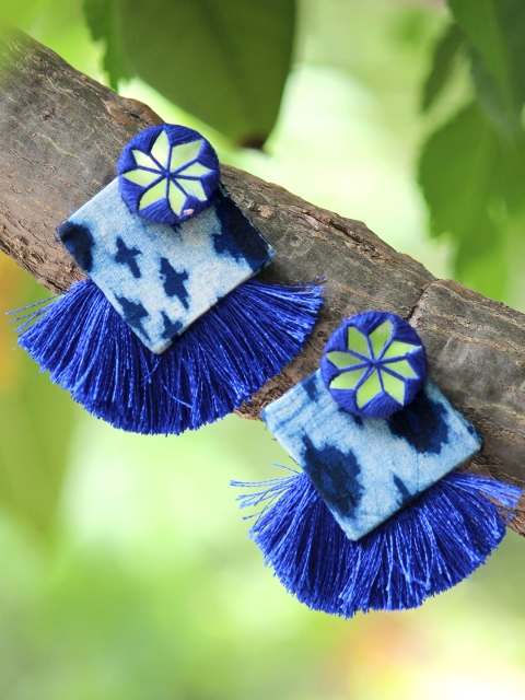 

Krafted with Happiness Blue Indigo Shine Handcrafted Indo-Contemporary Earrings